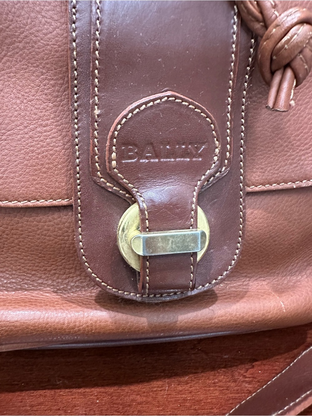 Vintage Bally Brown Leather Drawstring Backpack Made in Italy - Picture 7 of 13